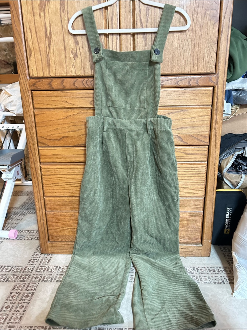 SHEIN Olive Green Corduroy Overalls